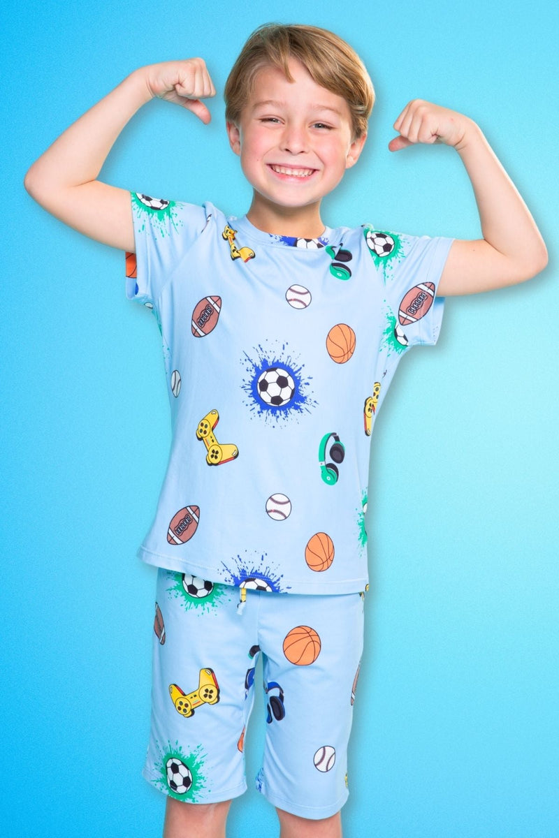 Multipack: Simply Soft Short Sleeve Tee & Lounge Short - Burger & Fries | Ice Blue Sports Gamer - Image 4