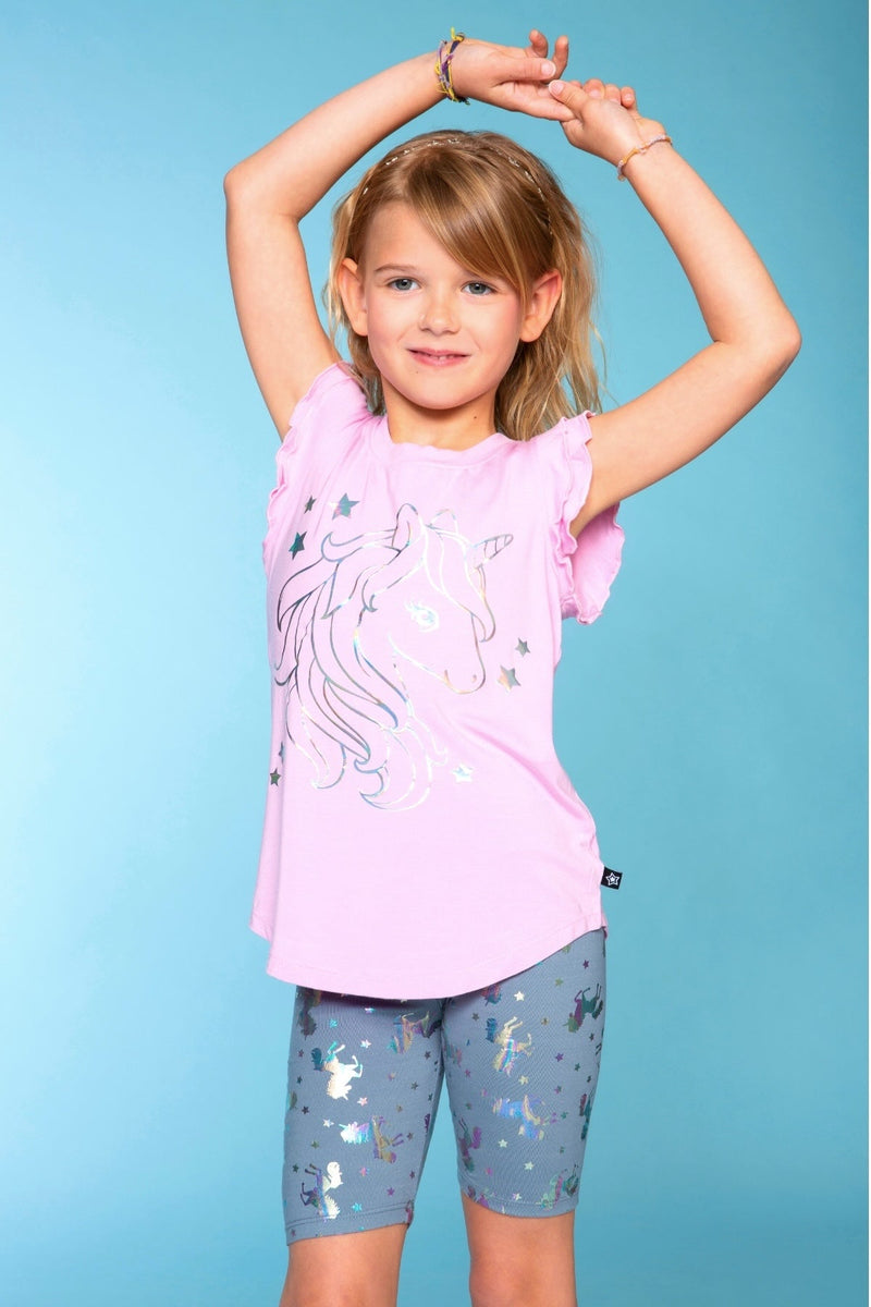 Simply Soft Biker Short - Denim Foil Unicorn - Image 2