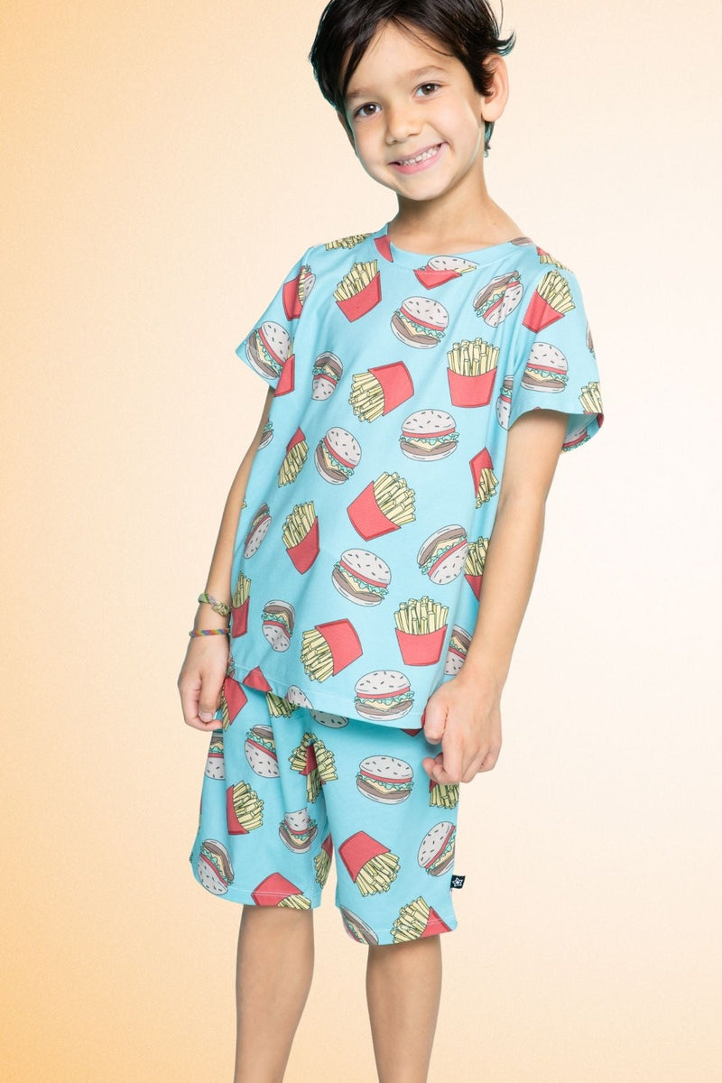 Multipack: Simply Soft Short Sleeve Tee & Lounge Short - Burger & Fries | Ice Blue Sports Gamer - Image 2