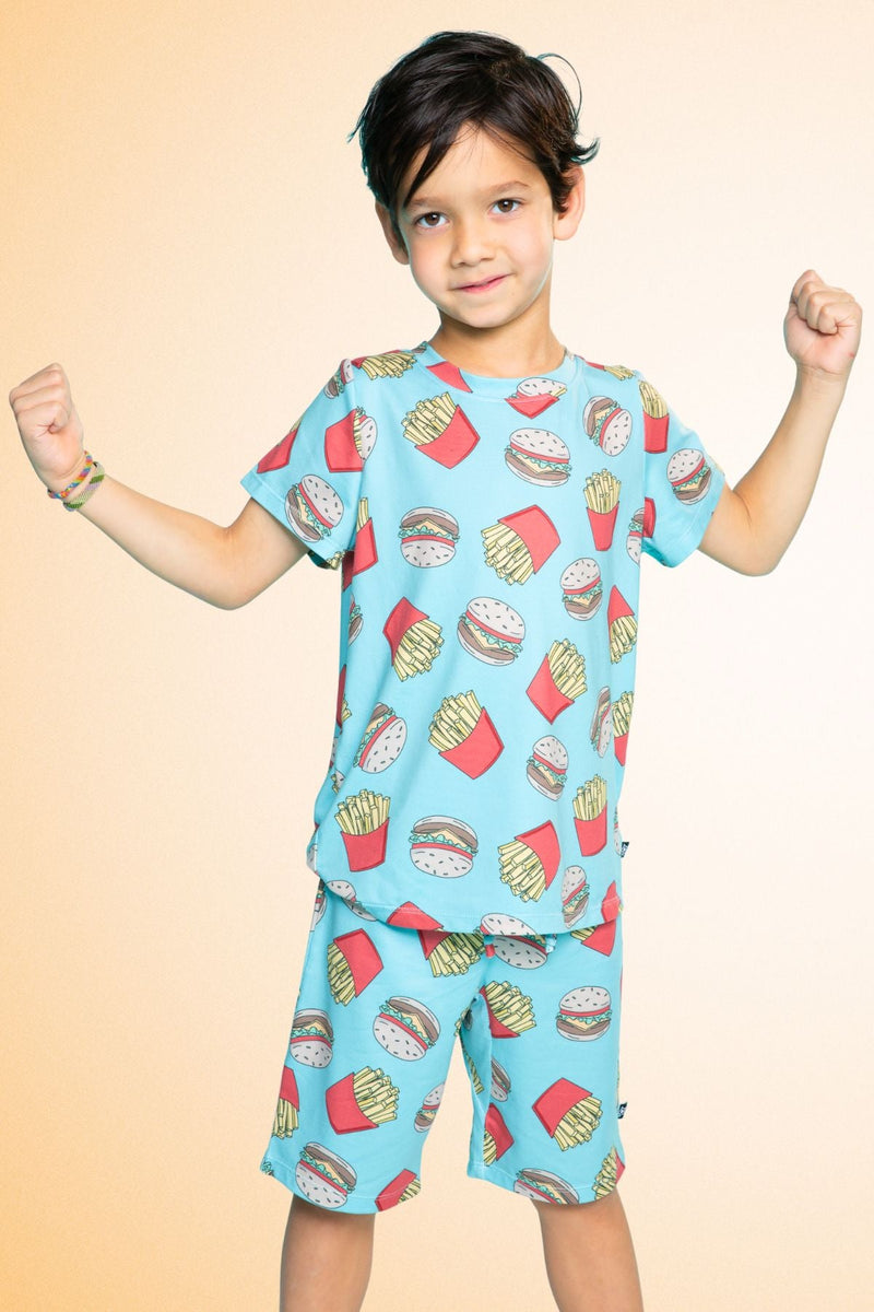 Multipack: Simply Soft Short Sleeve Tee & Lounge Short - Burger & Fries | Ice Blue Sports Gamer - Image 3