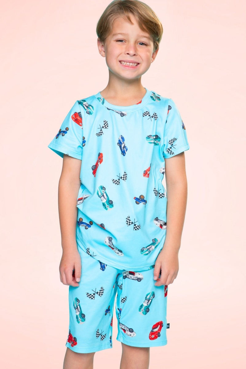 Multipack: Simply Soft Short Sleeve Tee & Lounge Short - Vintage Teal Race Car | Blue Lake S'mores - Image 3