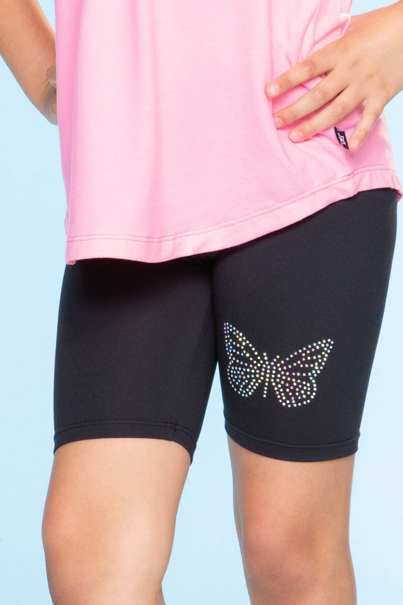 Simply Soft Luxe Biker Short - Black Butterfly Rhinestone - Image 4