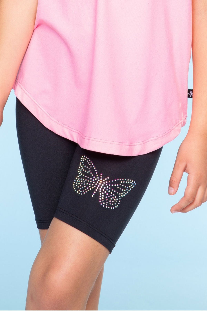 Simply Soft Luxe Biker Short - Black Butterfly Rhinestone - Image 3
