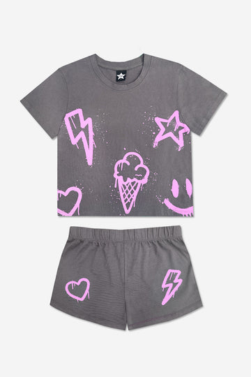 Washed Cotton Easy Tee & Dolphin Short Set