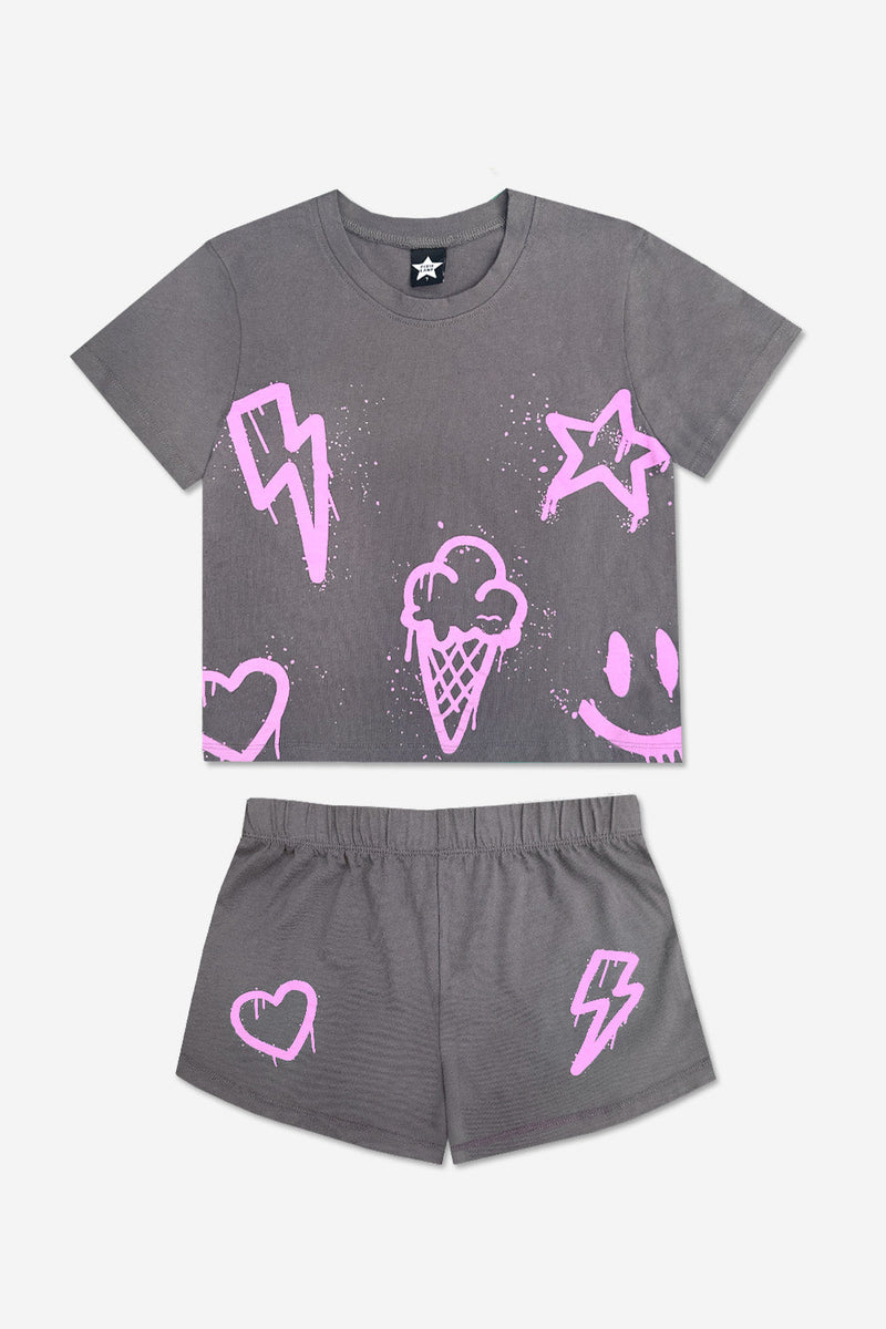 Washed Cotton Easy Tee & Dolphin Short Set