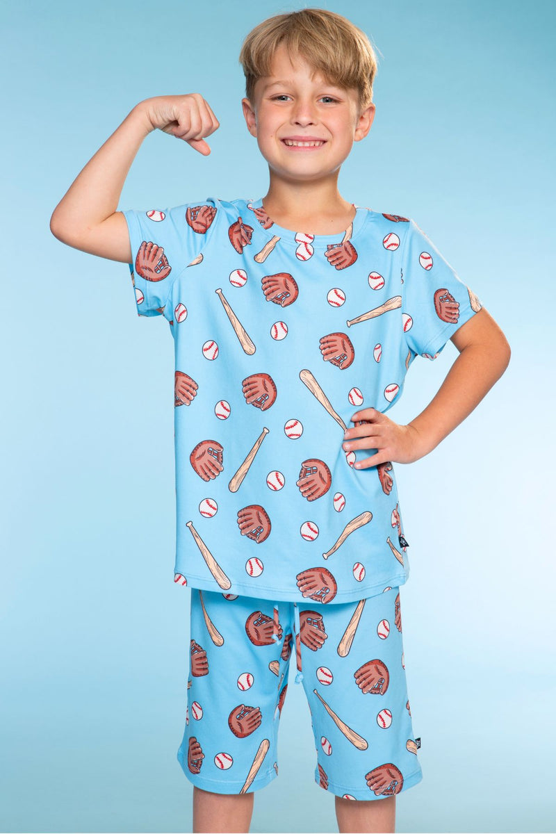 Multipack: Simply Soft Short Sleeve Tee & Lounge Short - Blue Pizza | Vintage Blue Baseball - Image 4