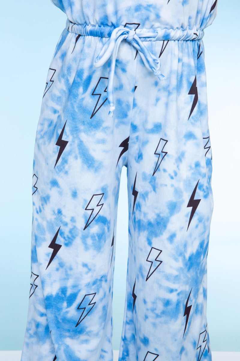 Simply Soft Tank Wide Leg Jumpsuit - Lt Blue Tie Dye Bolt - Image 4