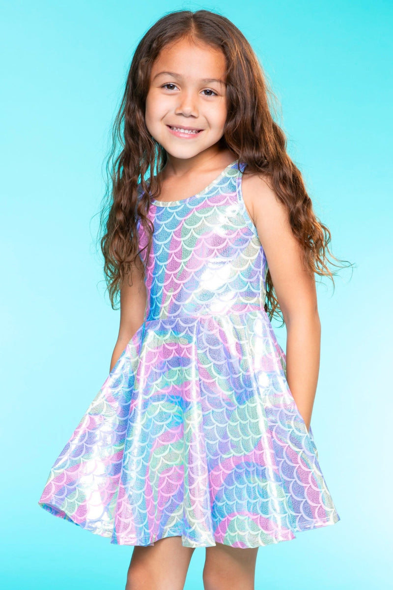 Multipack: Glitter Tank Super Twirl Dress & High Shine Biker Short - Foil Rainbow Mermaid - Image 2