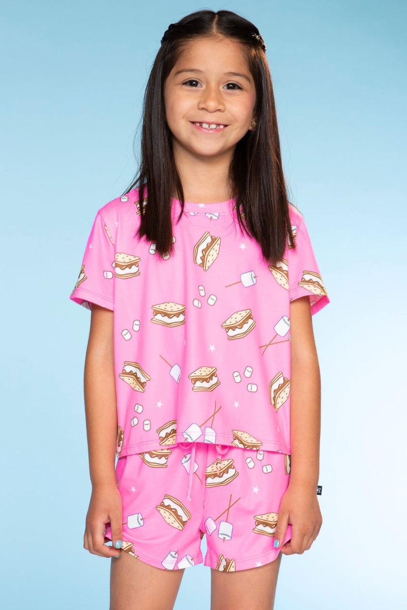Simply Soft Easy Tee & Dolphin Short - Neon Pink S'mores - Image 1