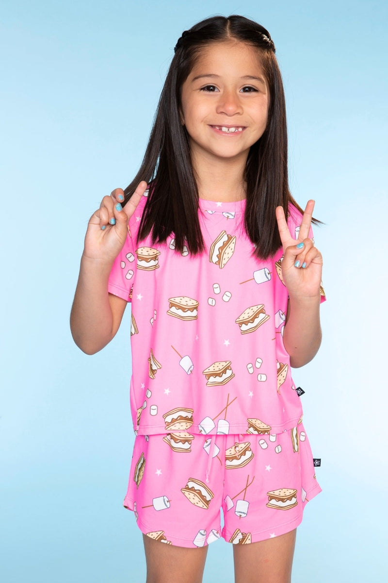 Simply Soft Easy Tee & Dolphin Short - Neon Pink S'mores - Image 2