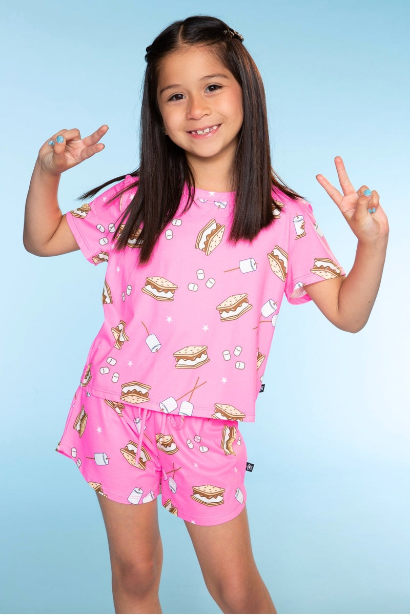 Simply Soft Easy Tee & Dolphin Short - Neon Pink S'mores - Image 3