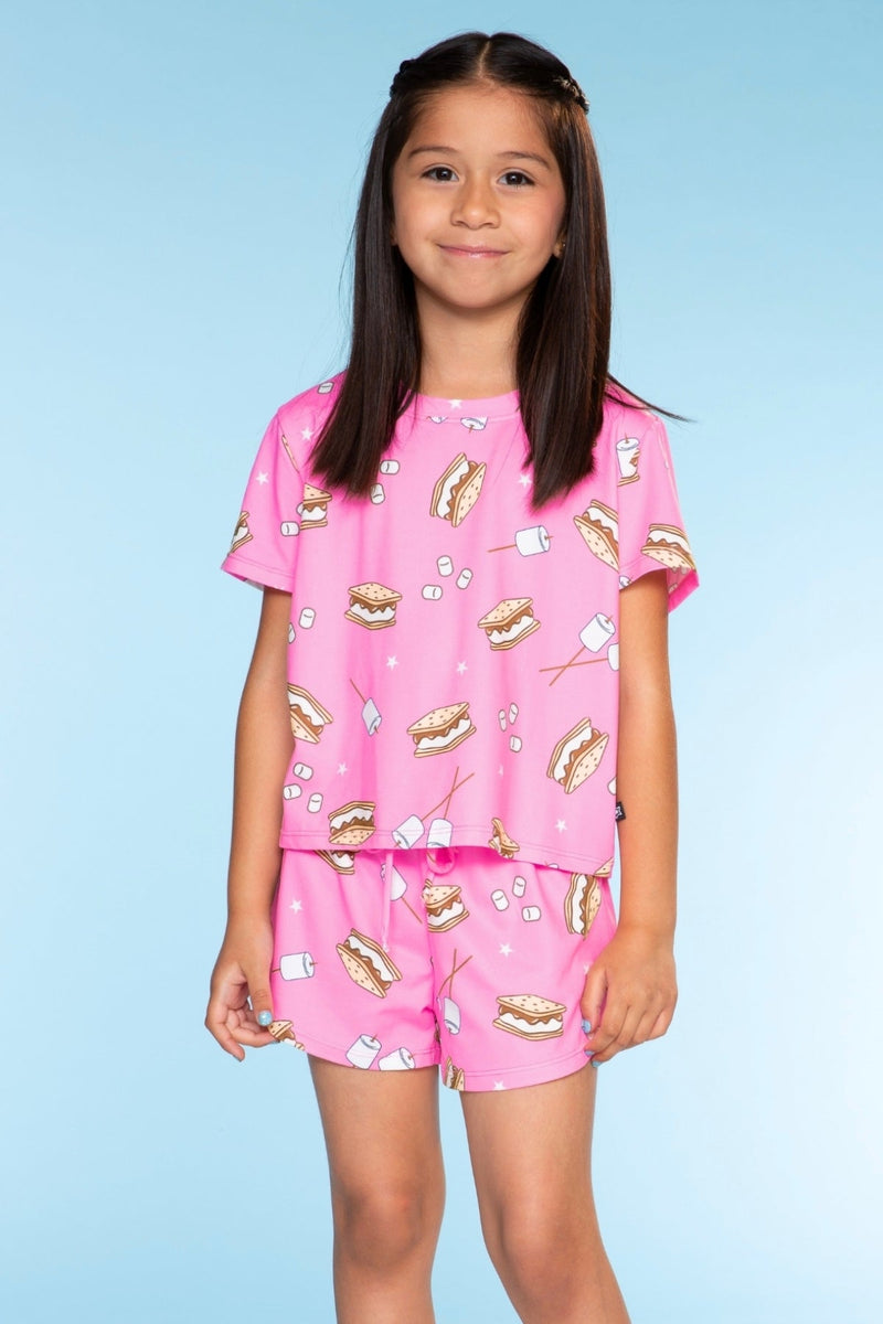 Simply Soft Easy Tee & Dolphin Short - Neon Pink S'mores - Image 4
