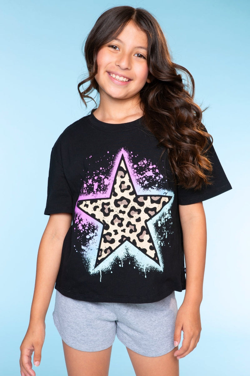 Multipack: Washed Cotton Drop Shoulder Tee - White Floral Bow | Black Leopard Star - Image 4