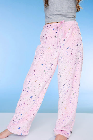 Fuzzy Plush Karate Pant - Pink Moon Stars - NEW!