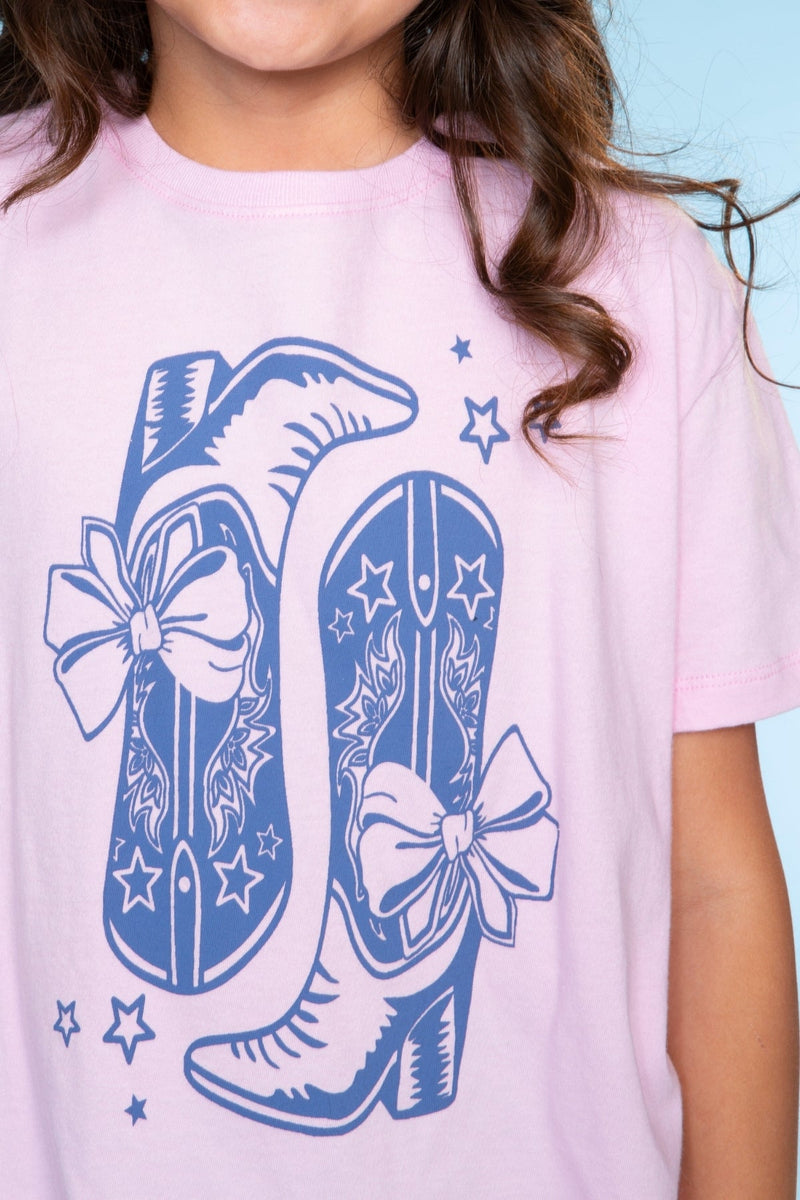Multipack: Washed Cotton Drop Shoulder Tee - Pink Cowboy Boot | Blue Diamond Heart | Black Leopard Star - Image 3