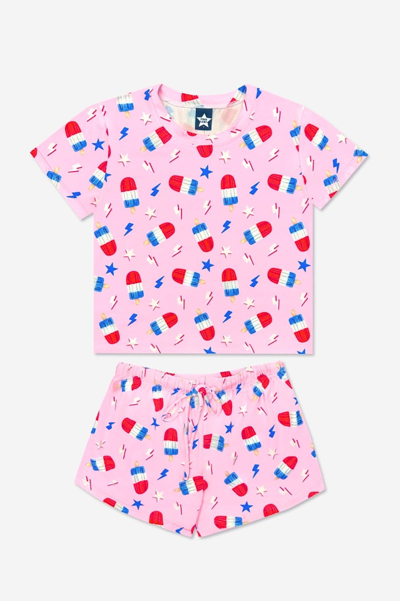 Simply Soft Easy Tee & Dolphin Short - Neon Pink Bomb Pop