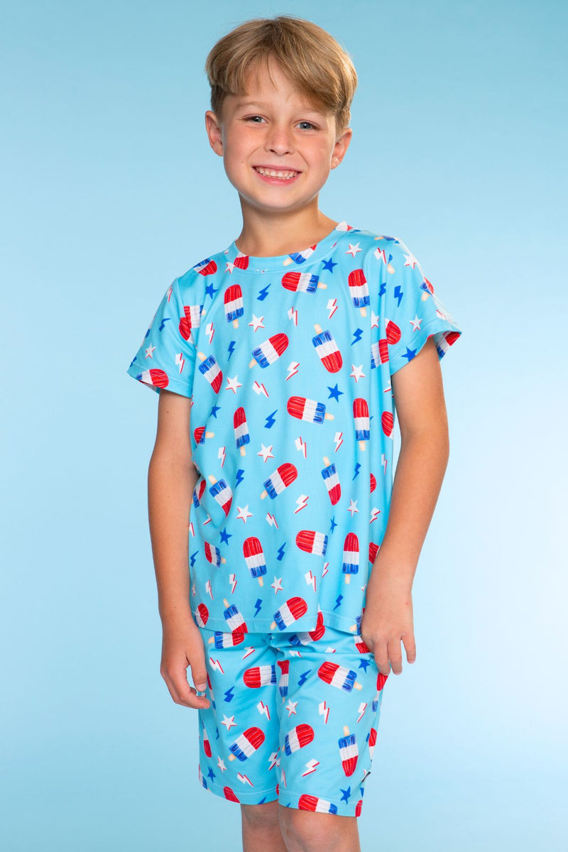 Multipack: Simply Soft Short Sleeve Tee & Lounge Short - Blue Lake S'mores | Ice Blue Bomb Pop - Image 4
