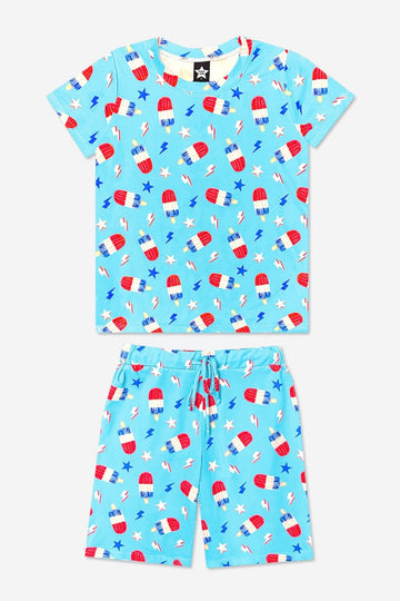 Simply Soft Short Sleeve Tee & Lounge Short - Ice Blue Bomb Pop - NEW!