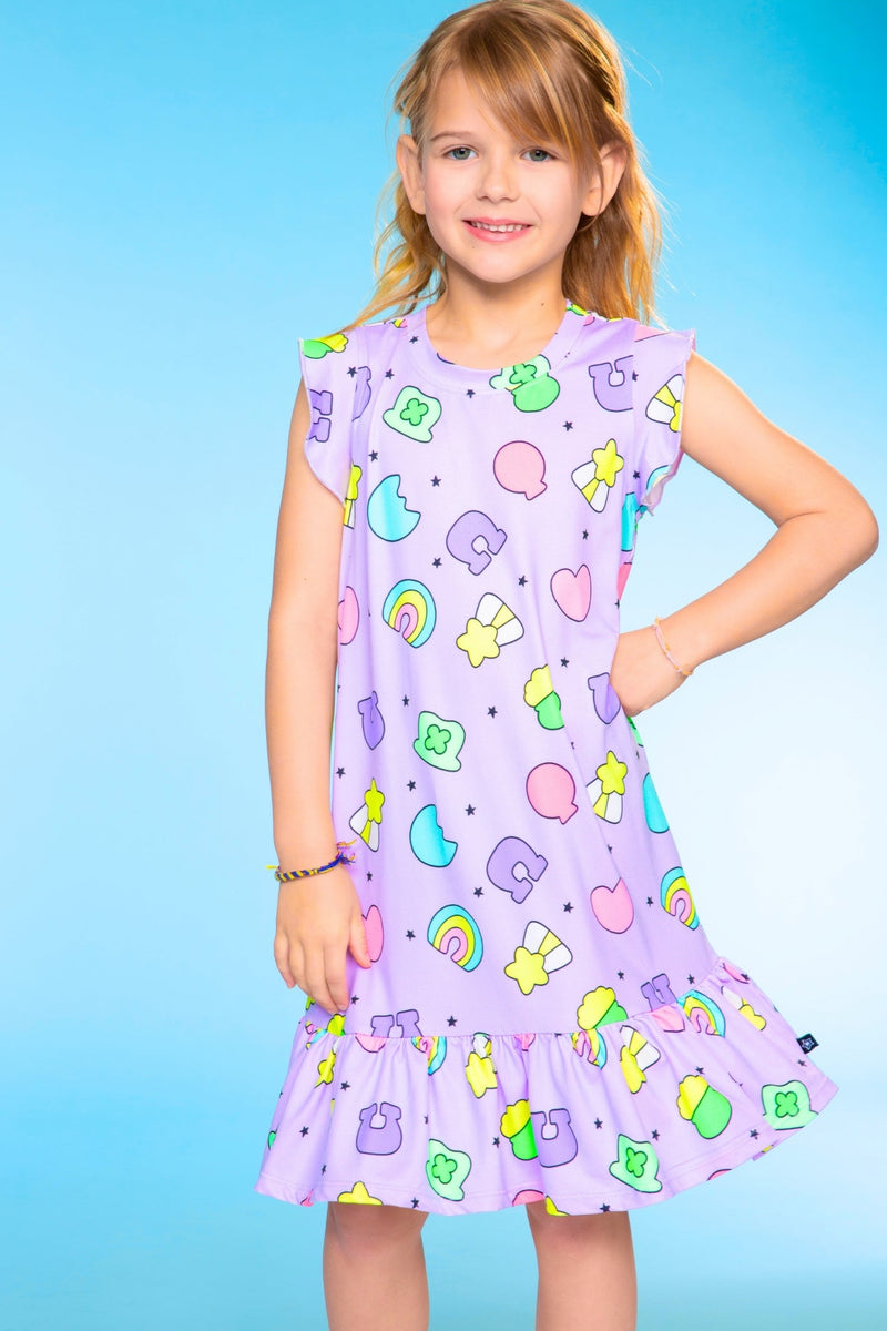 Simply Soft Flutter Sleeve Nightgown - Lilac Marshmallow Charms - Image 3