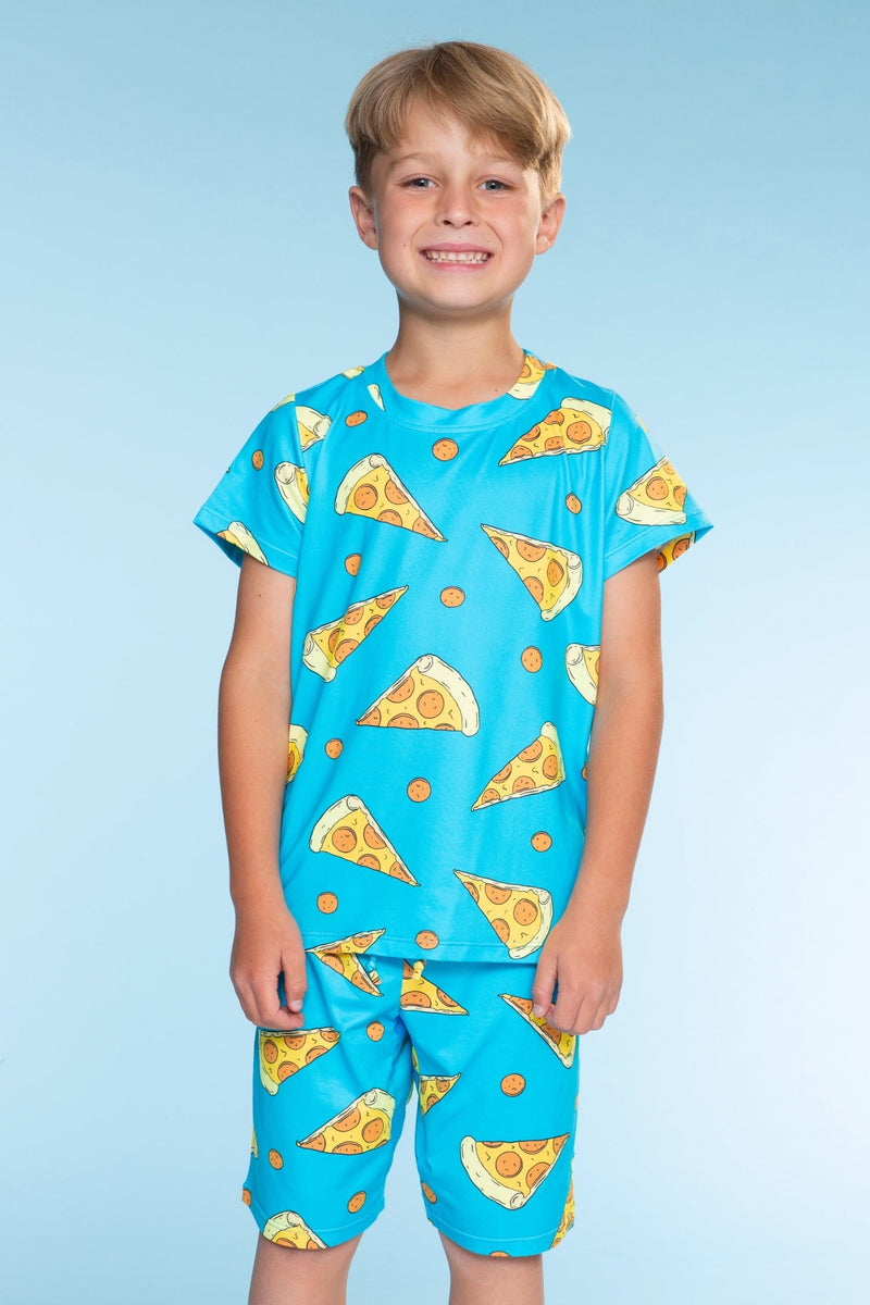 Multipack: Simply Soft Short Sleeve Tee & Lounge Short - Blue Pizza | Vintage Blue Baseball - Image 2