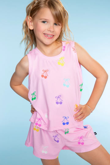 Simply Soft Sleeveless Easy Tank & Dolphin Short - Pink Rainbow Cherries - NEW!