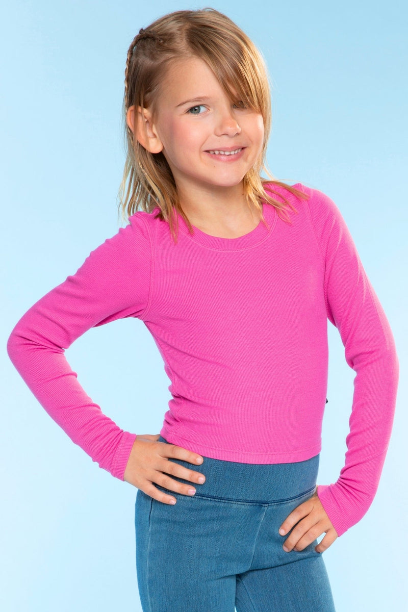 Ultra-Soft Ribbed Long Sleeve Fitted Tee - Hot Pink