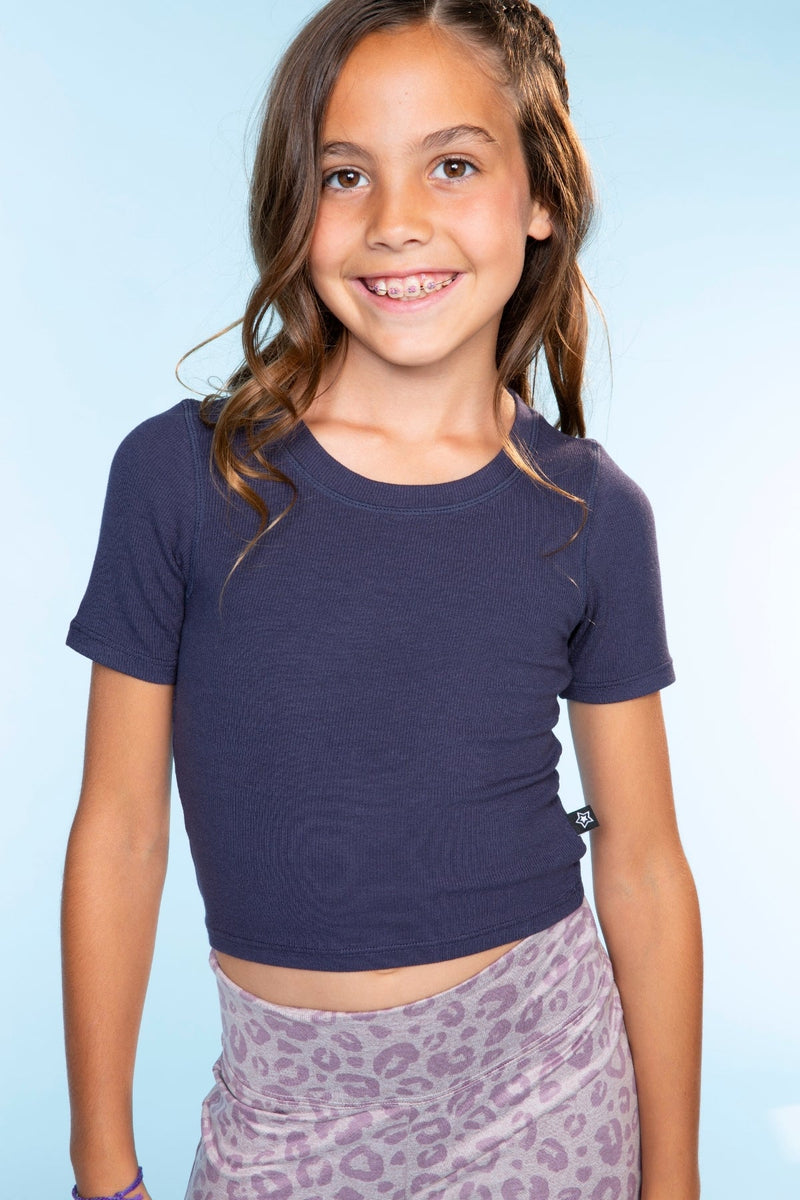 Ultra-Soft Ribbed Fitted Tee - Dark Denim