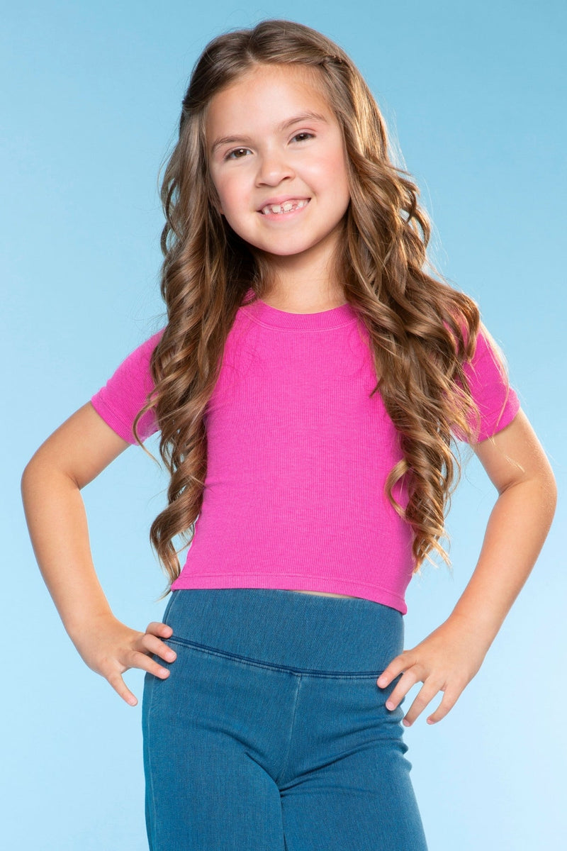 Ultra-Soft Ribbed Fitted Tee - Hot Pink