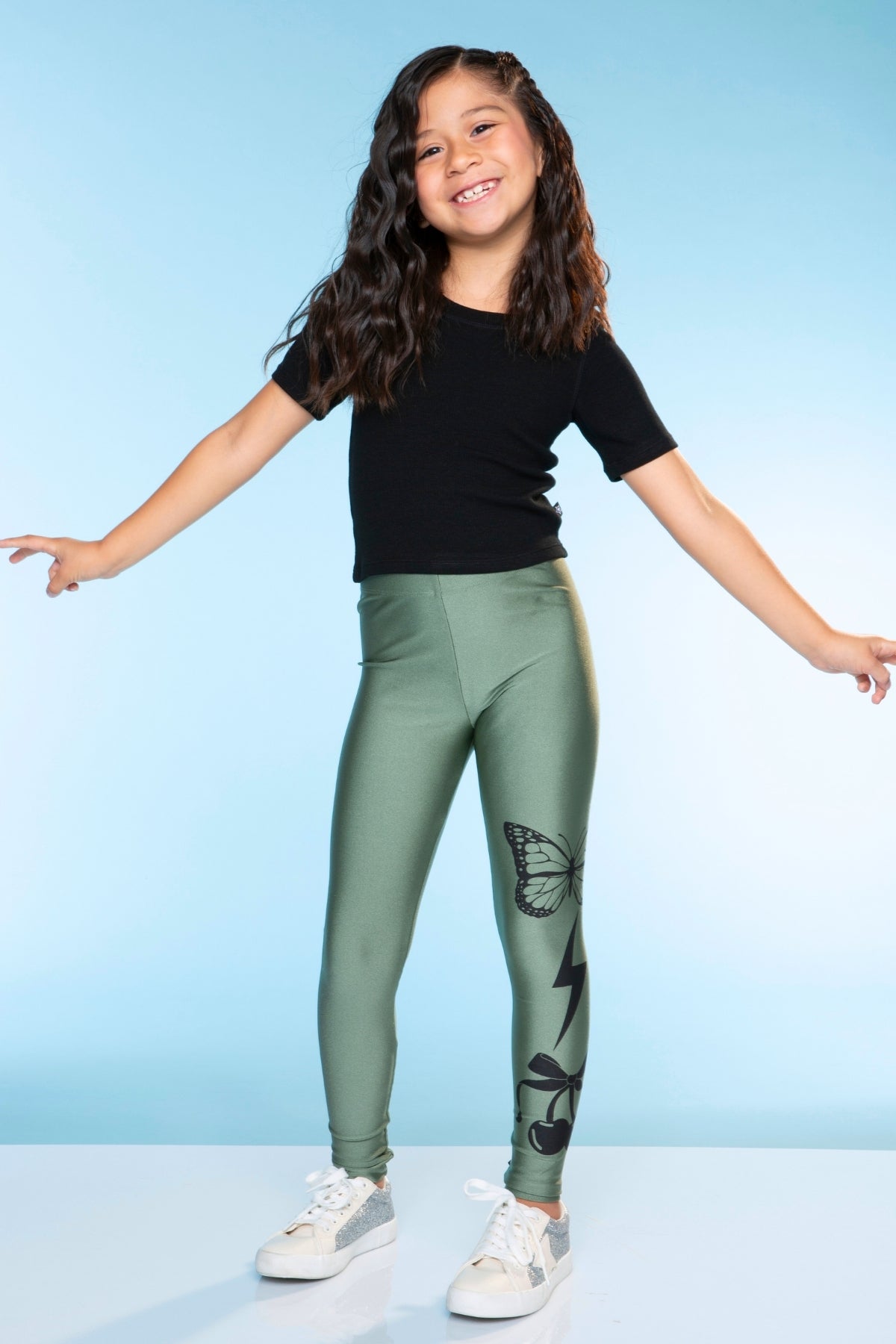 High Shine Long Legging - Black White Smile