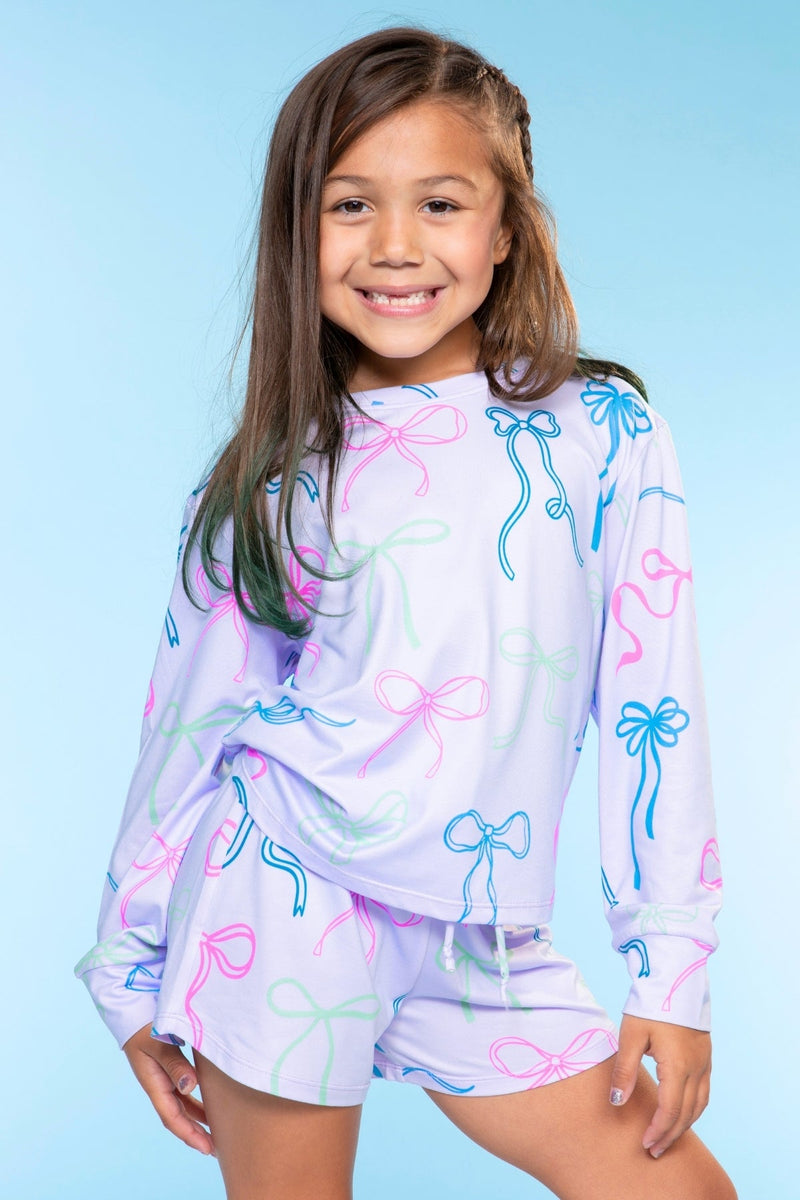 Simply Soft Long Sleeve Easy Tee & Dolphin Short - Pink Bows