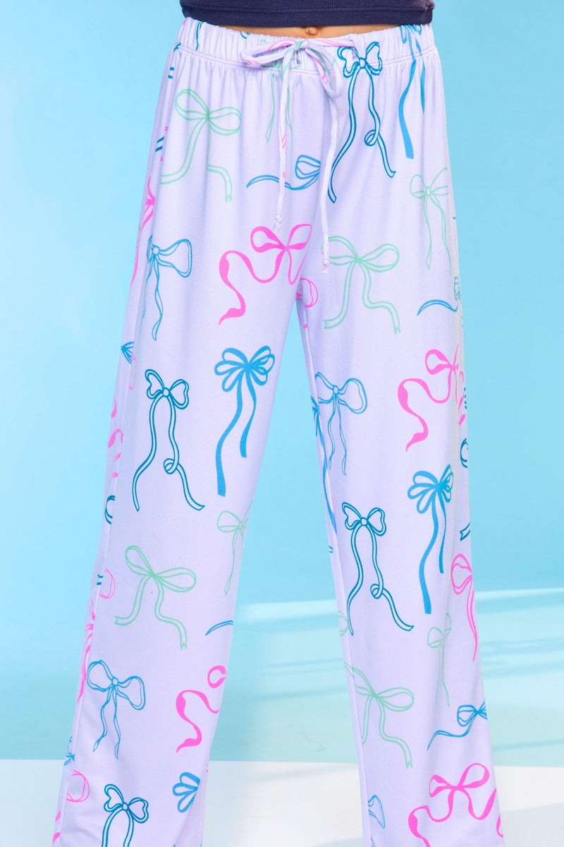 Simply Soft Karate Pant. - Pink Bows