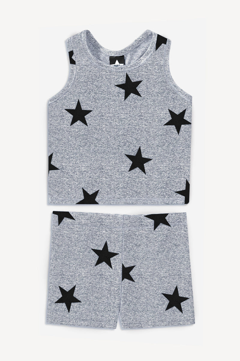 Simply Soft Luxe Cropped Racerback Tank & Tumble Short - Steel Black Stars