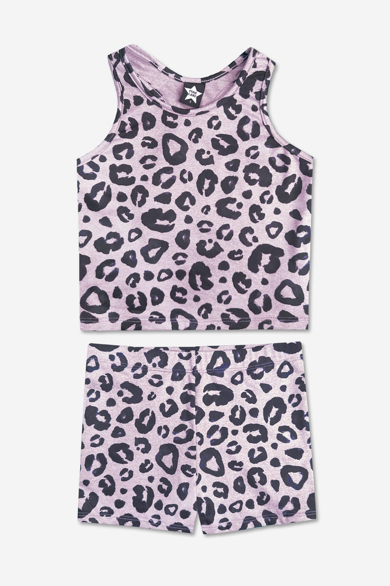 Simply Soft Luxe Cropped Racerback Tank & Tumble Short - Taupe Black Leopard