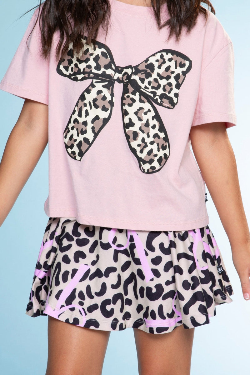 Simply Soft Skort - Taupe Leopard Pink Bow - NEW! - Image 2