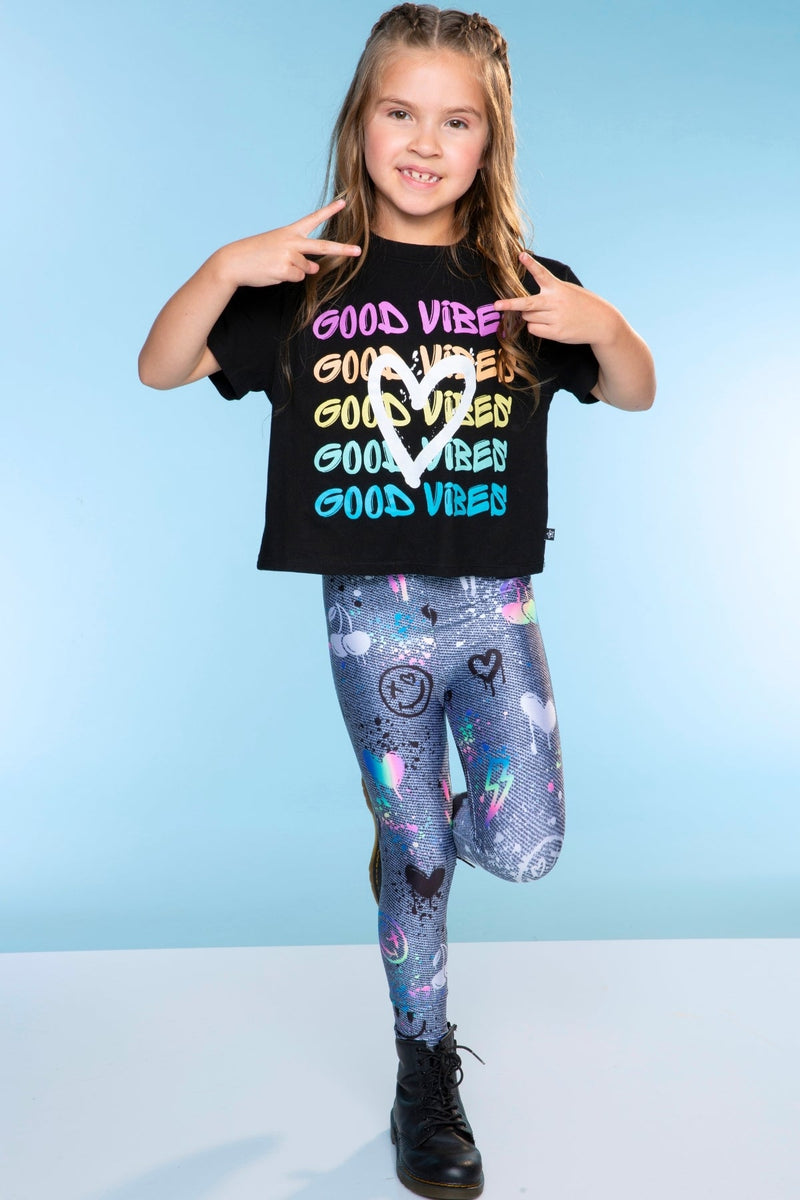 High Shine Long Legging - Charcoal Graffiti Elements - NEW! - Image 4