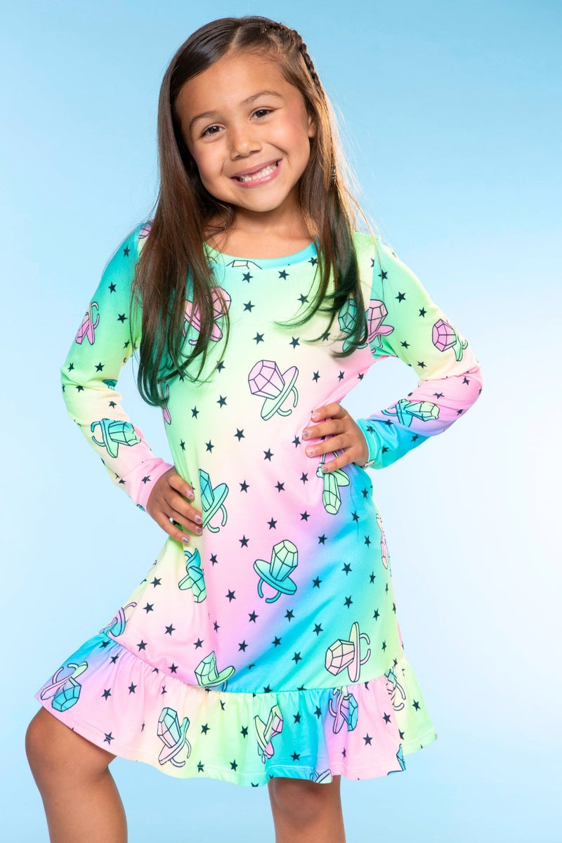 Simply Soft Long Sleeve Ruffle Nightgown - Rainbow Ringpop - NEW! - Image 1