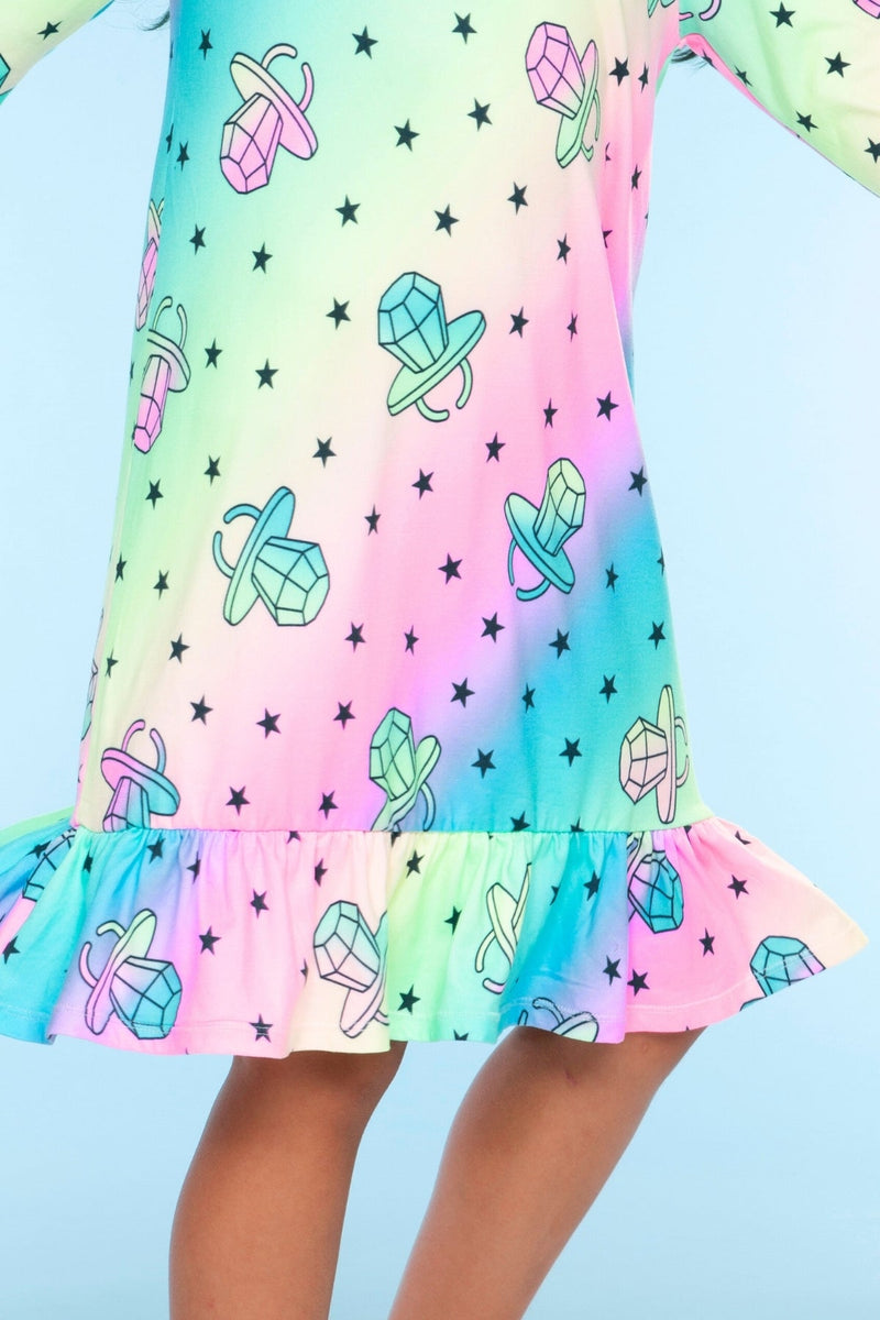 Simply Soft Long Sleeve Ruffle Nightgown - Rainbow Ringpop - NEW! - Image 3