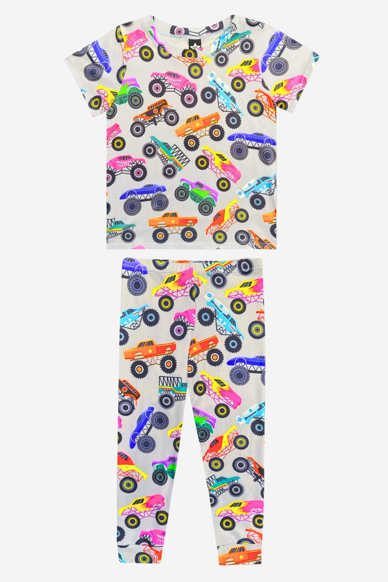 Simply Soft Short Sleeve Tee & Slim Lounge Bottom - Charcoal Monster Truck - NEW! - Image 1