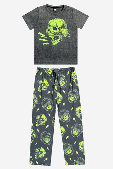 Triblend Graphic Tee & Simply Soft Karate Pant - Charcoal Skull Gamer - NEW!