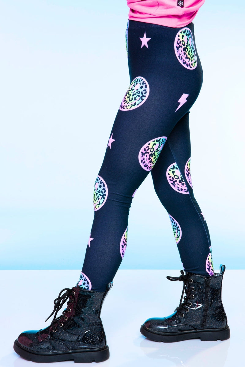 Simply Soft Long Legging - Black Rainbow Leopard Smile - NEW! - Image 1