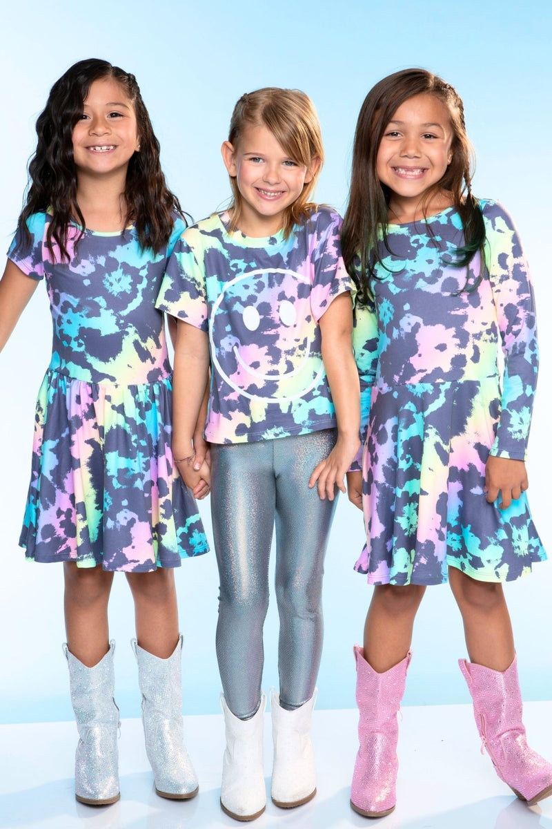 Simply Soft Long Sleeve Skater Dress - Rainbow Tie Dye - NEW! - Image 4