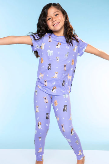 Simply Soft Short Sleeve Tee & Slim Lounge Pant - Lilac Puppy - NEW!