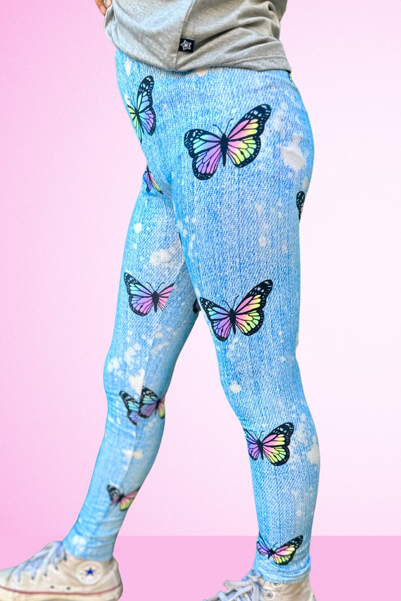Simply Soft Long Legging - Denim Butterfly