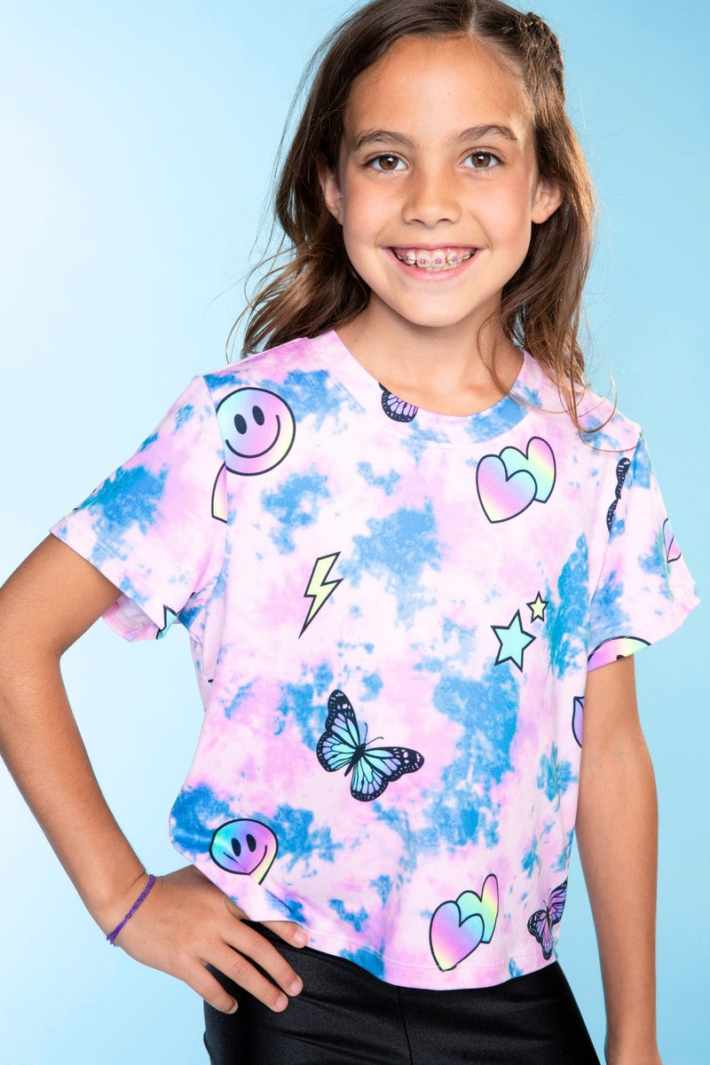 Simply Soft Easy Tee - Pink Tie Dye Emoji