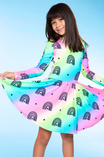 Simply Soft Long Sleeve Be Happy Dress - Rainbow Star - NEW!
