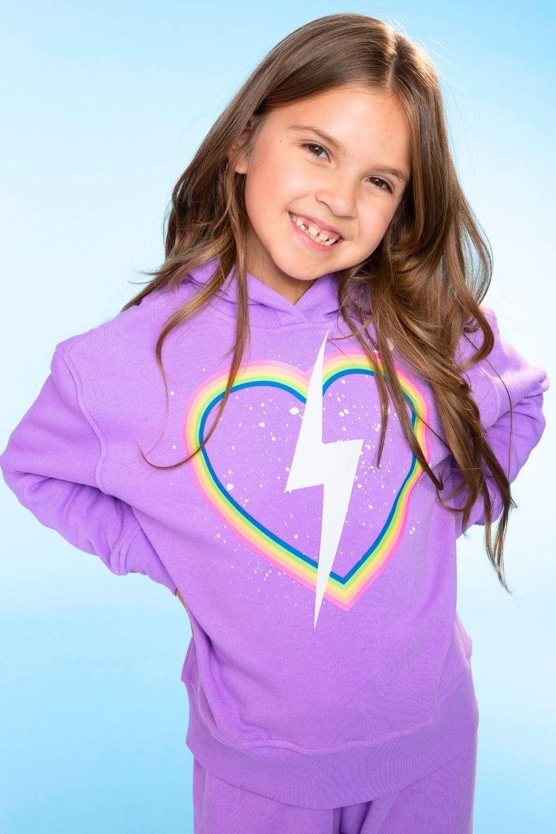Cotton Soft French Terry Everyday Hoodie - Neon Purple Heart Bolt - NEW!