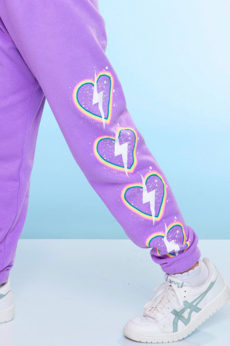 Cotton Soft French Terry Sweatpant ••• - Neon Purple Heart Bolt - NEW!