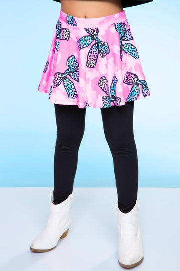 Simply Soft Skater Legging - Pink Rainbow Bow Black - NEW!