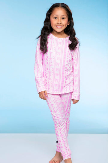 Simply Soft Long Sleeve Crew & Slim Lounge Bottom - Pink Stripe Bow Floral - NEW!