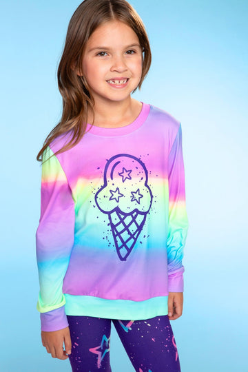 Simply Soft Long Sleeve Crew Top - Rainbow Graffiti Ice Cream - NEW!